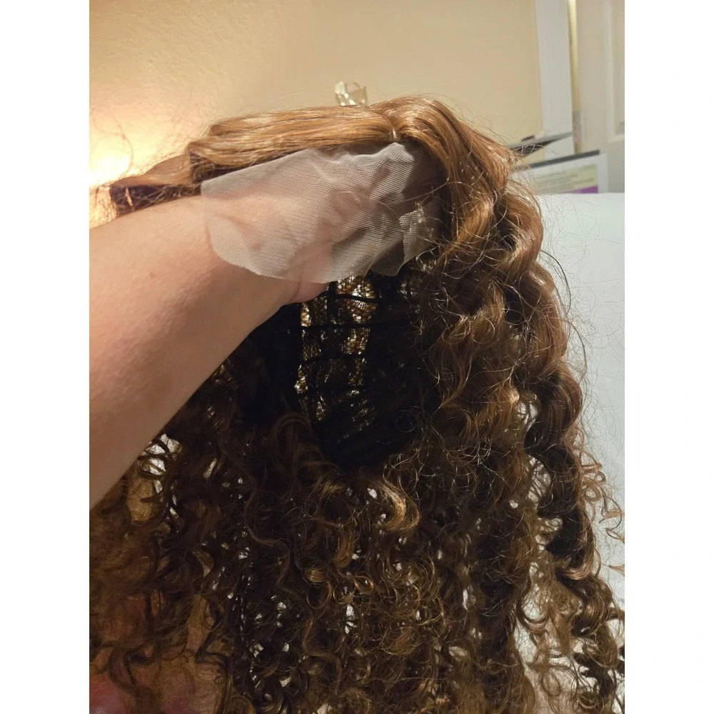 Long Curly Brown Wavy Lace Front‎ Wig for Women Realistic